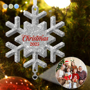 Christmas, Family, Parents, Gift For Grandparents, Happy, Cousin - Custom Photo The Love Between Family Is Forever - Personalized Custom Shaped Photo Projection Ornament