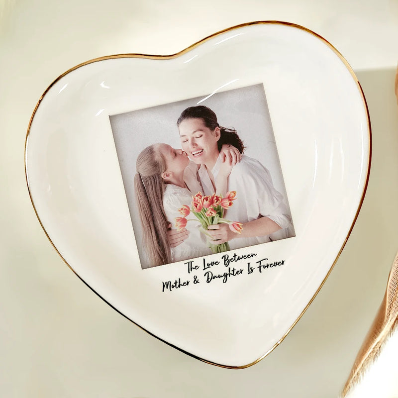 Custom Photo, Gift For Mother, Mom - Children, Happy - Custom Photo The Love Between Mother & Daughter - Personalized Ring Dish
