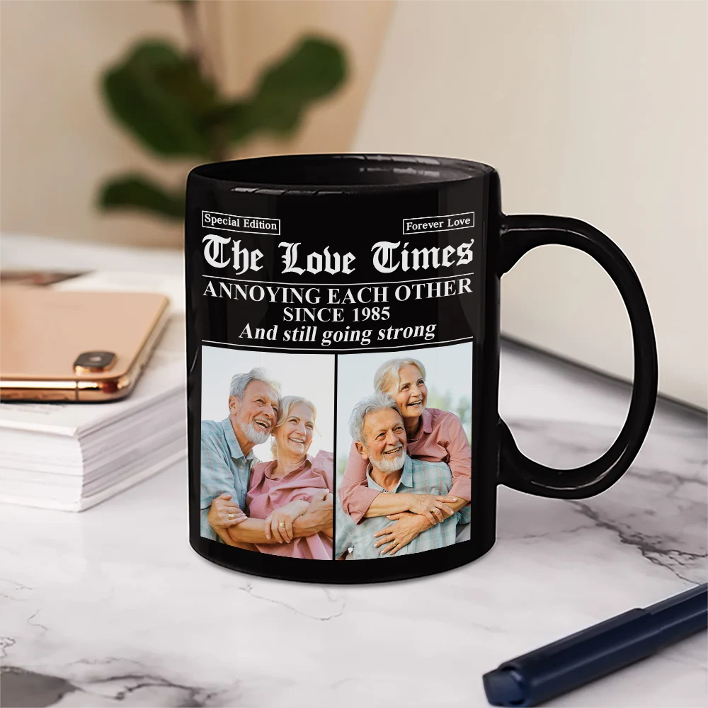 Old Couples,Gift For Couples,Gift For Women,Gift For Men,Gift For Wife,Gift For Husband,Gift For Boyfriend,Gift For Girlfriend,Love,LGBT - Custom Photo The Love Times Newspaper Theme - Personalized Mug