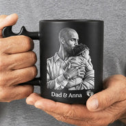 Gift For Father,Gift For Husband,Gift For Couples,New Dad,New Mom,Gift For Mother,Gift For Wife,Non-Eng,Photo - Pencil Sketch (Dark BG),Adorable - Custom Photo The Moment You Became My Mommy Daddy Pencil Sketch - Personalized Wrench Shaped Handle Mug