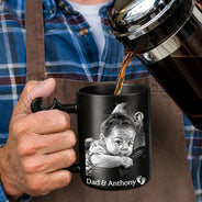 Gift For Father,Gift For Husband,Gift For Couples,New Dad,New Mom,Gift For Mother,Gift For Wife,Non-Eng,Photo - Pencil Sketch (Dark BG),Adorable - Custom Photo The Moment You Became My Mommy Daddy Pencil Sketch - Personalized Wrench Shaped Handle Mug