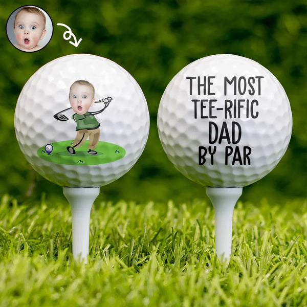 Custom Photo,Gift For Father,Sport Dad,Golf - Custom Photo The Most Tee-rific Dad By Par - Personalized Golf Ball