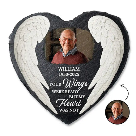 Custom Photo The One You Loved Becomes A Memory - Personalized Heart Memorial Garden Stone
