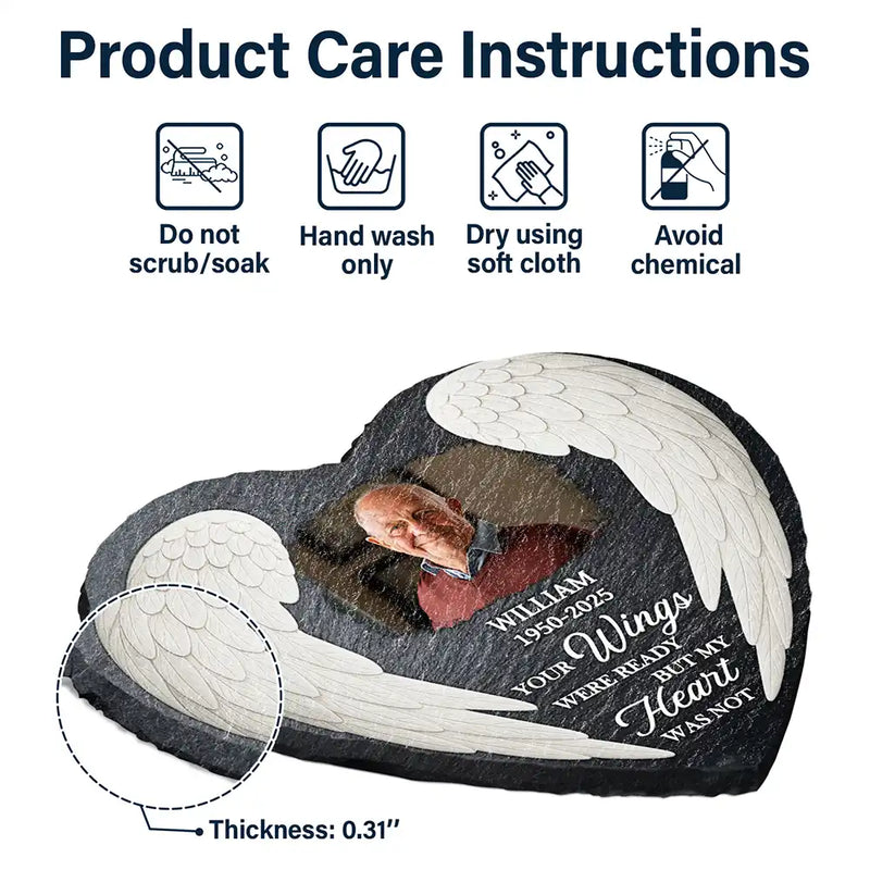 Christian, Family, Memorial, Parents, Gift For Grandparents - Custom Photo The One You Loved Becomes a Memory - Personalized Heart Memorial Garden Stone