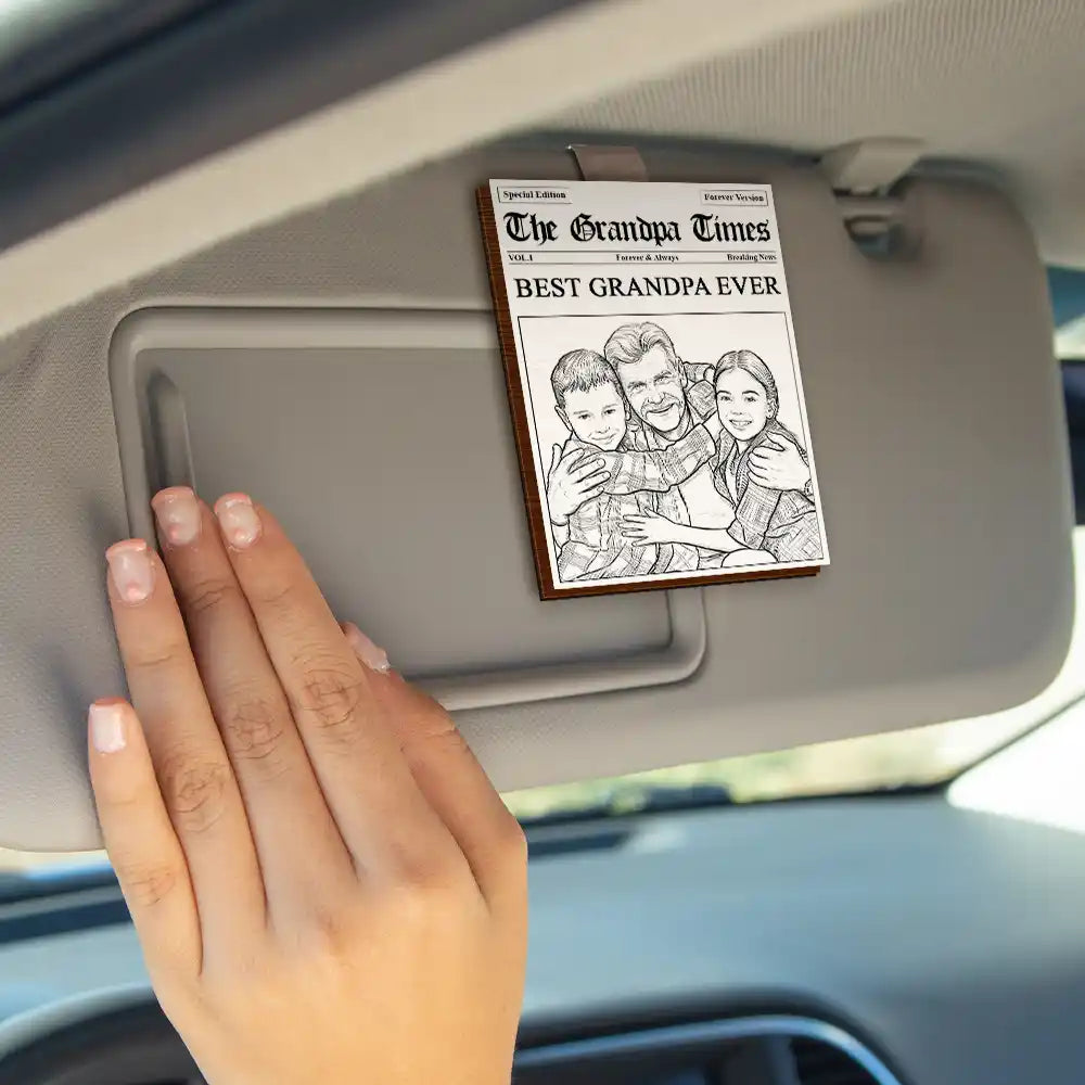 Custom Photo,Photo,Grateful - Custom Photo The Papa Times - Personalized Custom Shaped Car Visor Clip