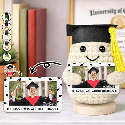 Custom Photo The Tassel Was Worth The Hassle - Personalized Doll Crochet With Custom Card