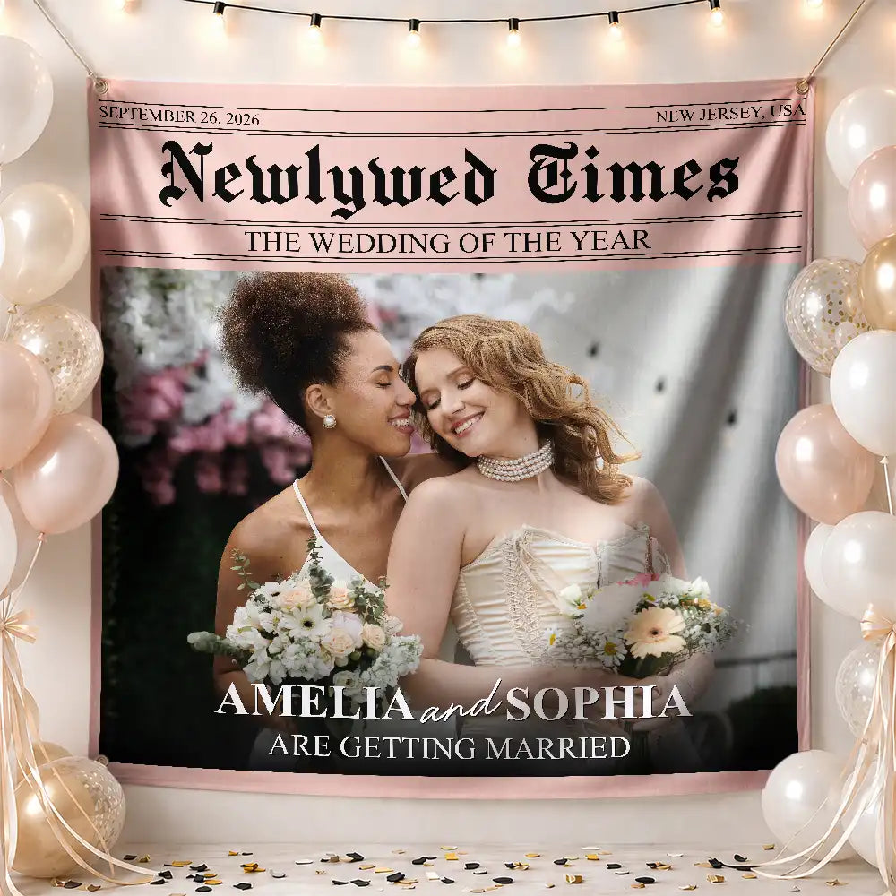 Custom Photo,Romantic,Gift For Couples,Wedding,Upload Full Photo - Custom Photo The Wedding Times - Personalized Backdrop