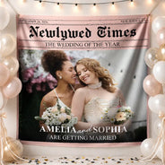 Custom Photo,Romantic,Gift For Couples,Wedding,Upload Full Photo - Custom Photo The Wedding Times - Personalized Backdrop