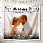 Custom Photo,Romantic,Gift For Couples,Wedding,Upload Full Photo - Custom Photo The Wedding Times - Personalized Backdrop