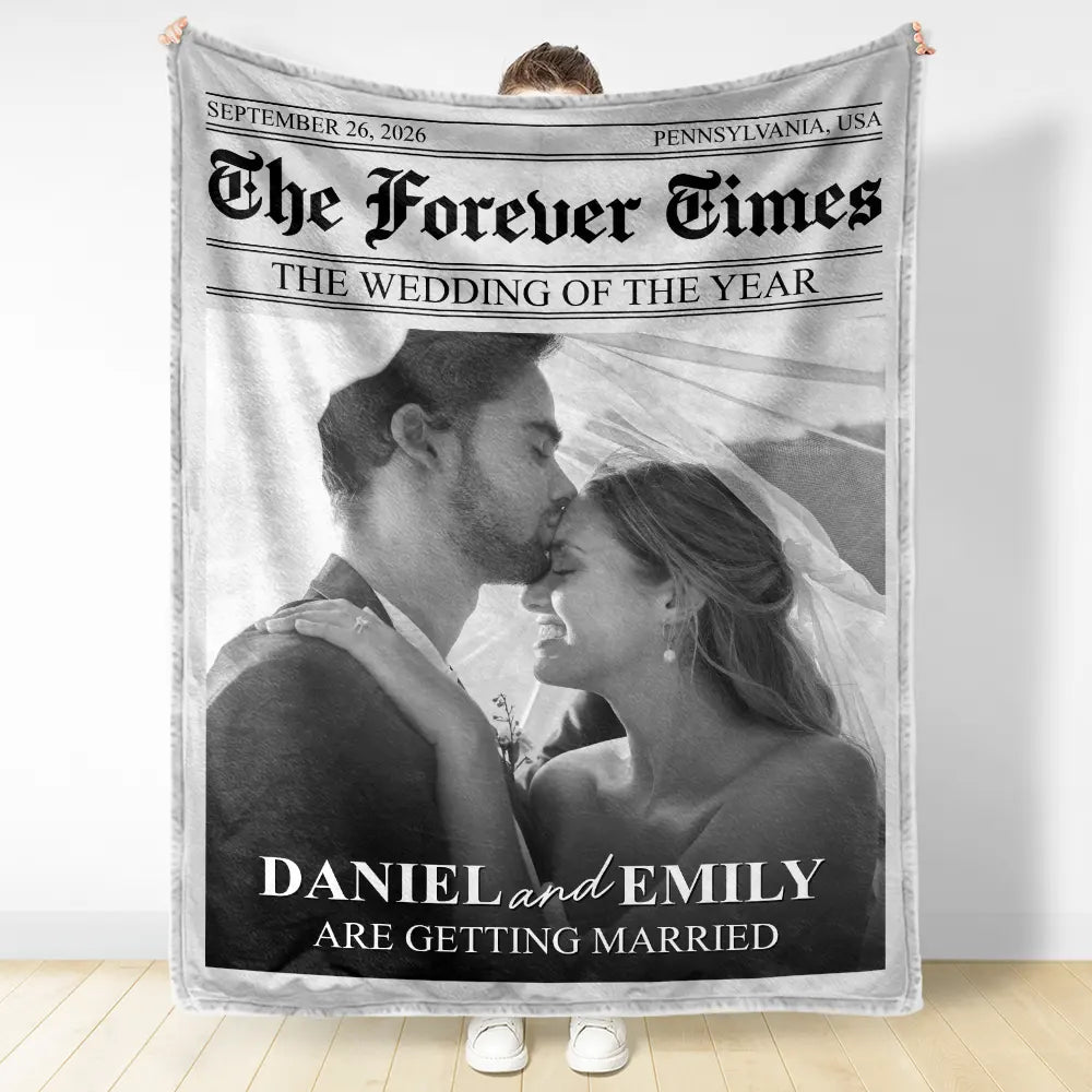 Custom Photo, Romantic, Gift For Couples, Wedding, Upload Full Photo - Custom Photo The Wedding Times - Personalized Fleece Blanket, Sherpa Blanket