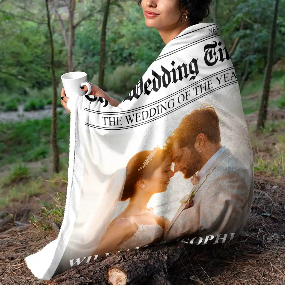 Custom Photo, Romantic, Gift For Couples, Wedding, Upload Full Photo - Custom Photo The Wedding Times - Personalized Fleece Blanket, Sherpa Blanket