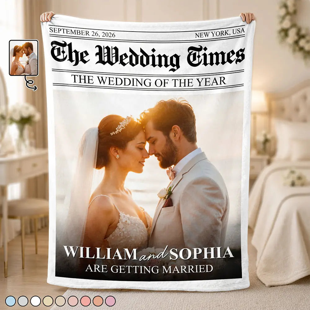 Custom Photo, Romantic, Gift For Couples, Wedding, Upload Full Photo - Custom Photo The Wedding Times - Personalized Fleece Blanket, Sherpa Blanket