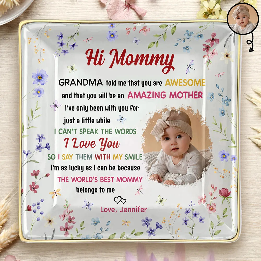Custom Photo The World's Best Mommy Belongs To Me - Personalized Ring Dish