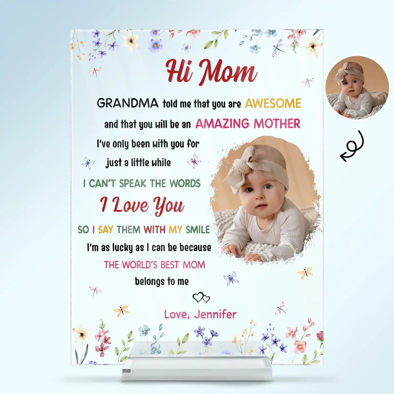 New Mom,Love,Gift For Mother,Photo - Custom Photo The World's Best Mommy Belongs To Me - Personalized Vertical Rectangle Acrylic Plaque