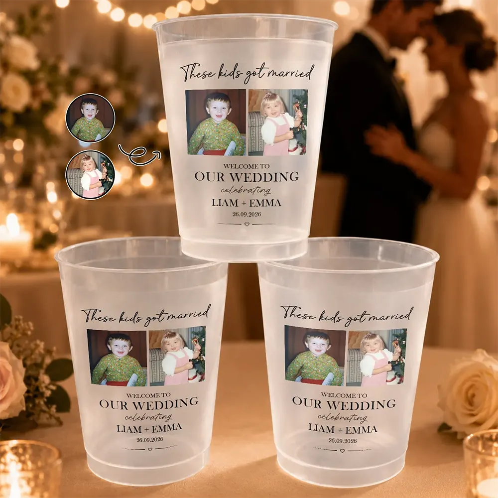 Custom Photo These Kids Got Married Vintage - Personalized Frosted Cups