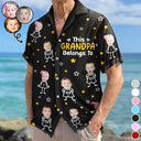 Gift For Grandma,Gift For Mother,Love,Stick Figure - Custom Photo This Grandpa Grandma Dad Mom Belongs To Kids Pet - Personalized Hawaiian Shirt