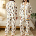 Gift For Grandma,Gift For Mother,Love,Stick Figure - Custom Photo This Grandma Mom Belongs To Kids Pet - Personalized Satin Pajama Set