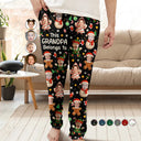 Gift For Grandpa, Gift For Mother, Gift For Father, Gift For Grandma, Happy, Christmas - Custom Photo This Grandpa Dad Belongs To Grandkids Christmas Characters - Personalized Pajama Pants