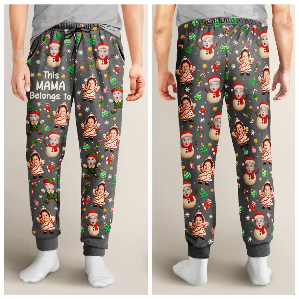 Gift For Grandpa, Gift For Mother, Gift For Father, Gift For Grandma, Happy, Christmas - Custom Photo This Grandpa Dad Belongs To Grandkids Christmas Characters - Personalized Pajama Pants