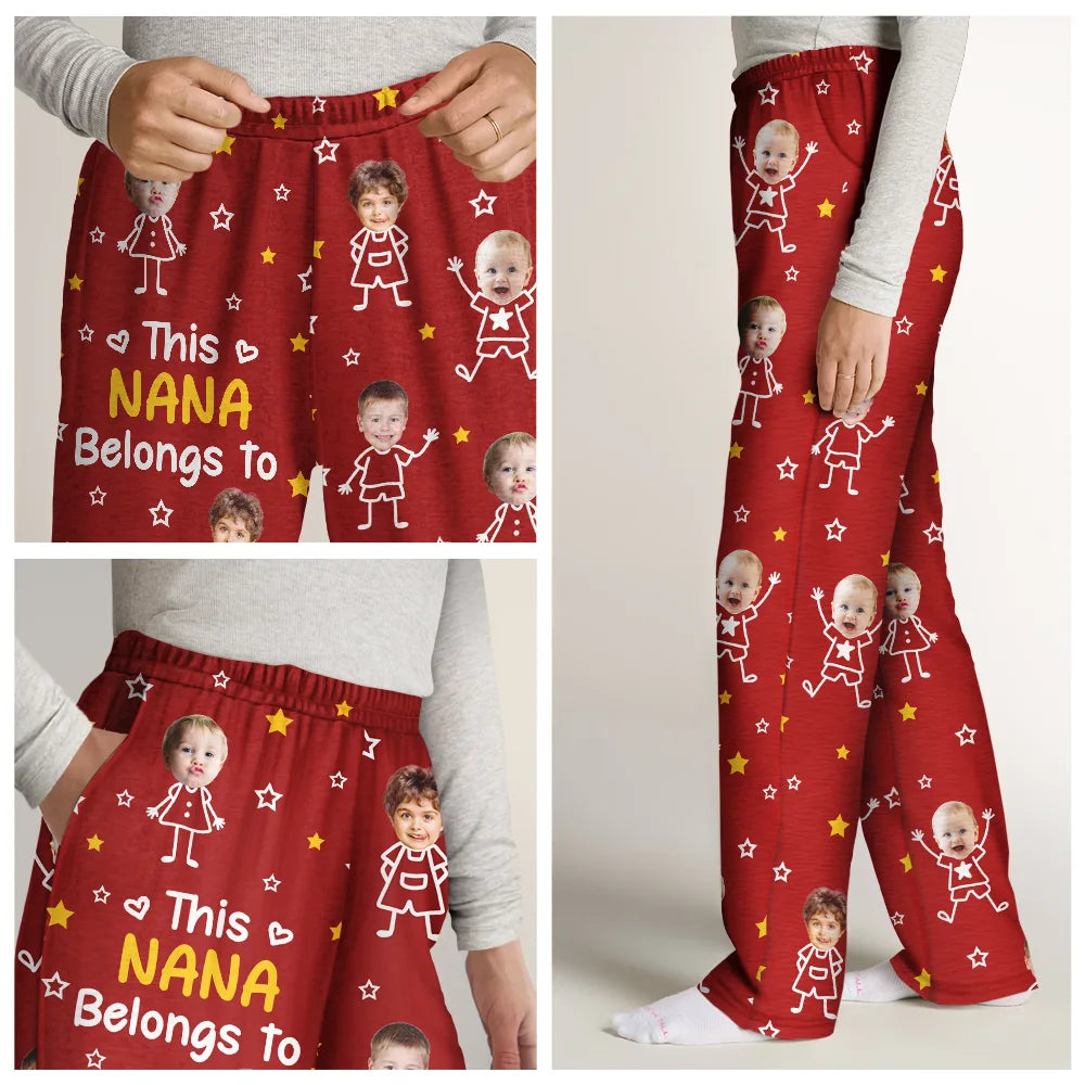 Custom Photo, Happy, Gift For Grandpa, Gift For Grandparents, Gift For Grandma, Gift For Mother, Gift For Father - Custom Photo This Grandpa Grandma Belongs To Kids Pet - Personalized Pajama Pants
