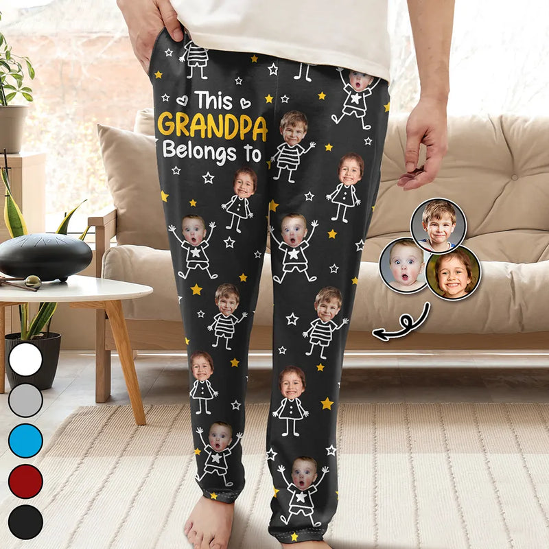 Custom Photo, Happy, Gift For Grandpa, Gift For Grandparents, Gift For Grandma, Gift For Mother, Gift For Father - Custom Photo This Grandpa Grandma Belongs To Kids Pet - Personalized Pajama Pants