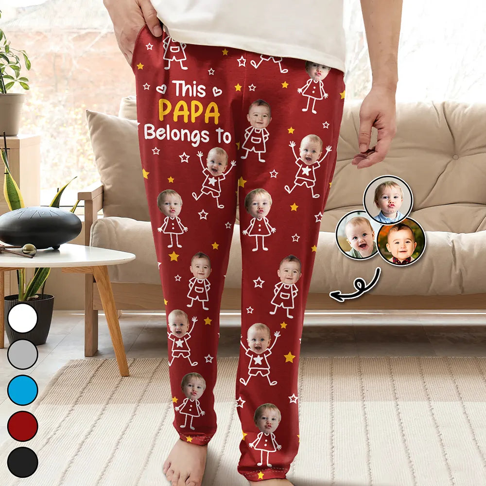 Custom Photo, Happy, Gift For Grandpa, Gift For Grandparents, Gift For Grandma, Gift For Mother, Gift For Father - Custom Photo This Grandpa Grandma Belongs To Kids Pet - Personalized Pajama Pants