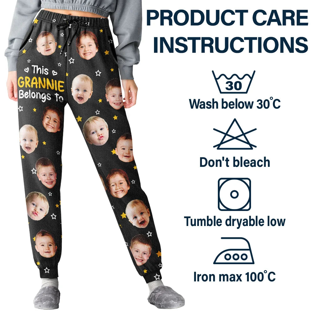Custom Photo,Happy,Gift For Grandpa,Gift For Grandparents,Gift For Grandma,Gift For Mother,Gift For Father - Custom Photo This Grandpa Grandma Belongs To Kids Pet Face - Personalized Pajama Pants