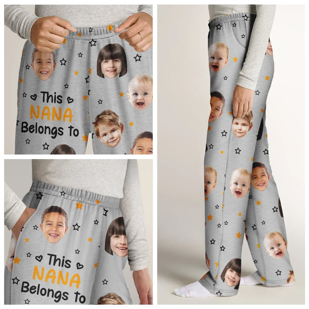Custom Photo,Happy,Gift For Grandpa,Gift For Grandparents,Gift For Grandma,Gift For Mother,Gift For Father - Custom Photo This Grandpa Grandma Belongs To Kids Pet Face - Personalized Pajama Pants