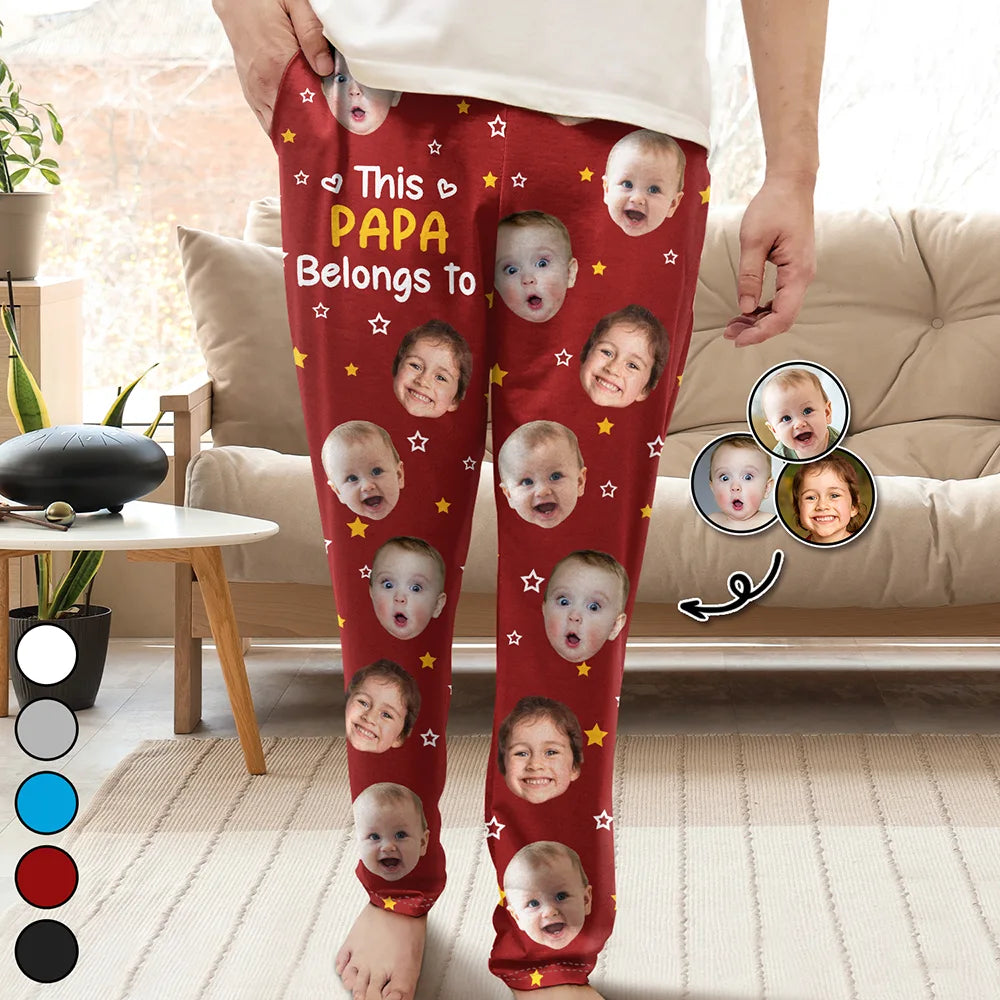 Custom Photo,Happy,Gift For Grandpa,Gift For Grandparents,Gift For Grandma,Gift For Mother,Gift For Father - Custom Photo This Grandpa Grandma Belongs To Kids Pet Face - Personalized Pajama Pants