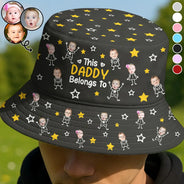 Gift For Grandma,Gift For Mother,Love,Stick Figure - Custom Photo This Grandpa Grandma Dad Mom Belongs To Kids Pet - Personalized Bucket Hat