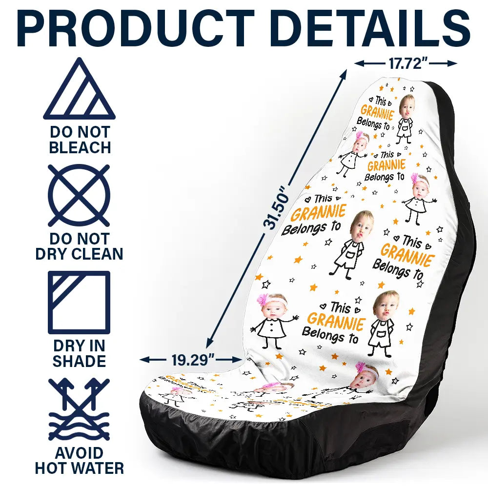 Gift For Grandpa, Gift For Father, Funny, Happy, Custom Photo - Custom Photo This Grandpa Papa Dad Belongs To Kids Pet - Personalized Car Seat Cover