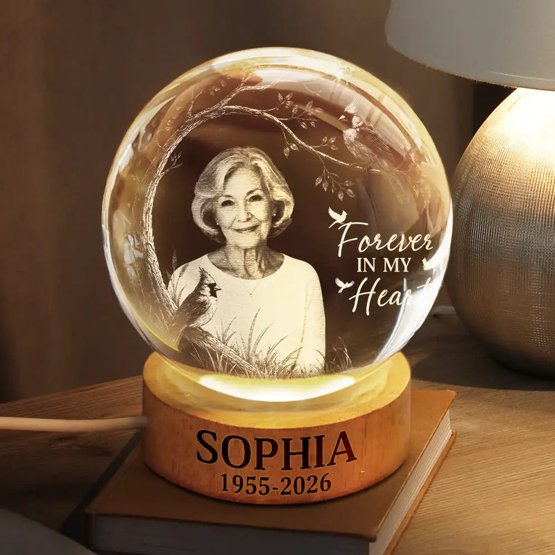 Sentimental, Custom Photo, Family, Memorial, Remove BG Photo - Custom Photo Those We Love Don't Go Away Memorial - Personalized Crystal Globe Lamp