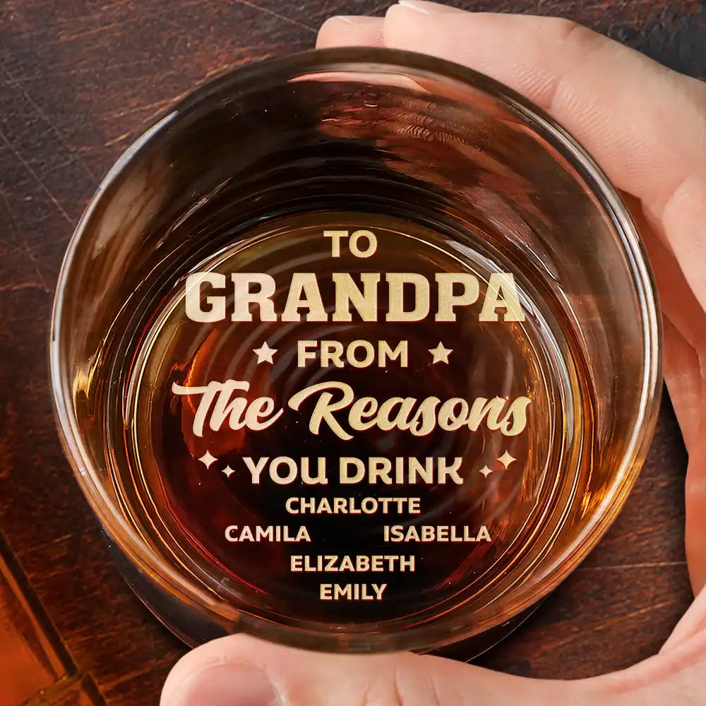 Gift For Father,Gift For Grandpa,Custom Photo,Funny - Custom Photo To Dad From The Reason You Drink Funny - Personalized Engraved Whiskey Glass