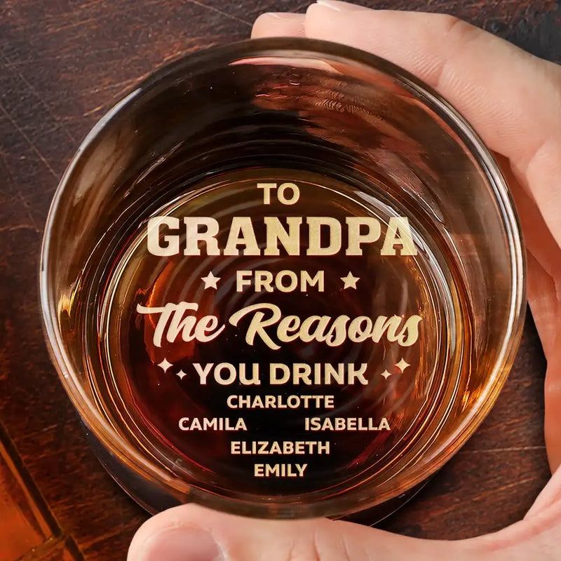 Gift For Father,Gift For Grandpa,Custom Photo,Funny - Custom Photo To Dad From The Reason You Drink Funny - Personalized Engraved Whiskey Glass