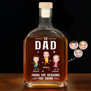 Funny,Gift For Husband,Gift For Wife,Parents,Gift For Father,Gift For Grandma,Gift For Grandpa,Gift For Mother - Custom Photo To Mom Dad From The Reasons You Drink - Personalized Whiskey Bottle