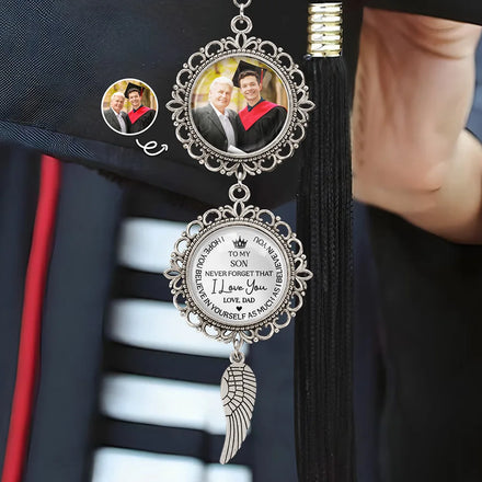 Custom Photo To My Son Never Forget That I Love You - Personalized Photo Pendant Charm