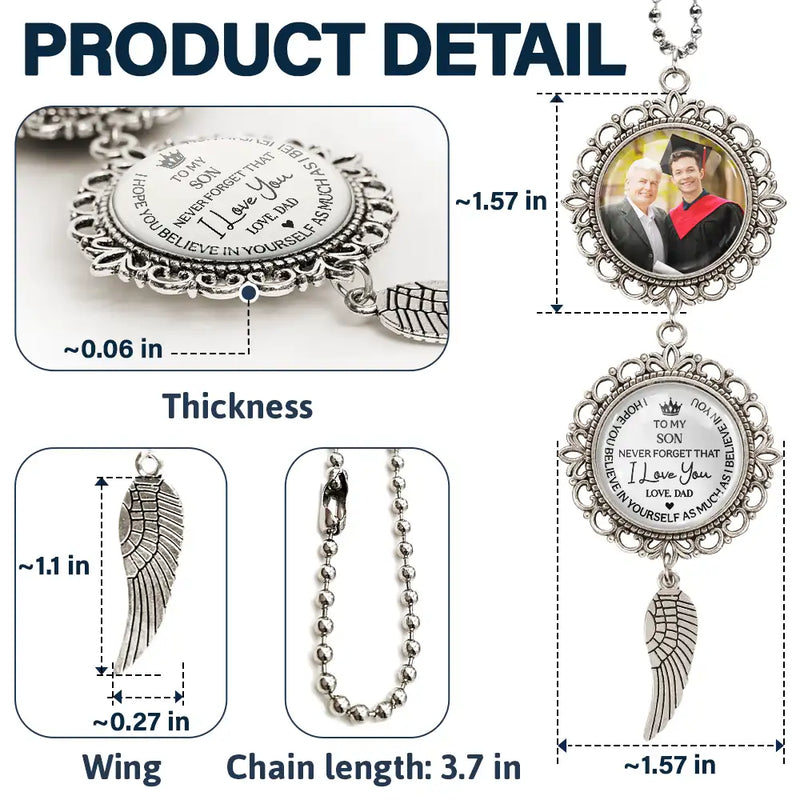 Graduation, Gift For Daughter, Gift For Son, Love - Custom Photo To My Son Never Forget That I Love You - Personalized Photo Pendant Charm