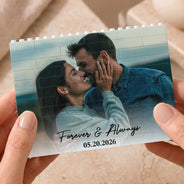 Custom Photo, Anniversary, Gift For Couples, Romantic, Dynamic Photo - Custom Photo Together & Forever Romantic Couple - Personalized Building Brick Blocks