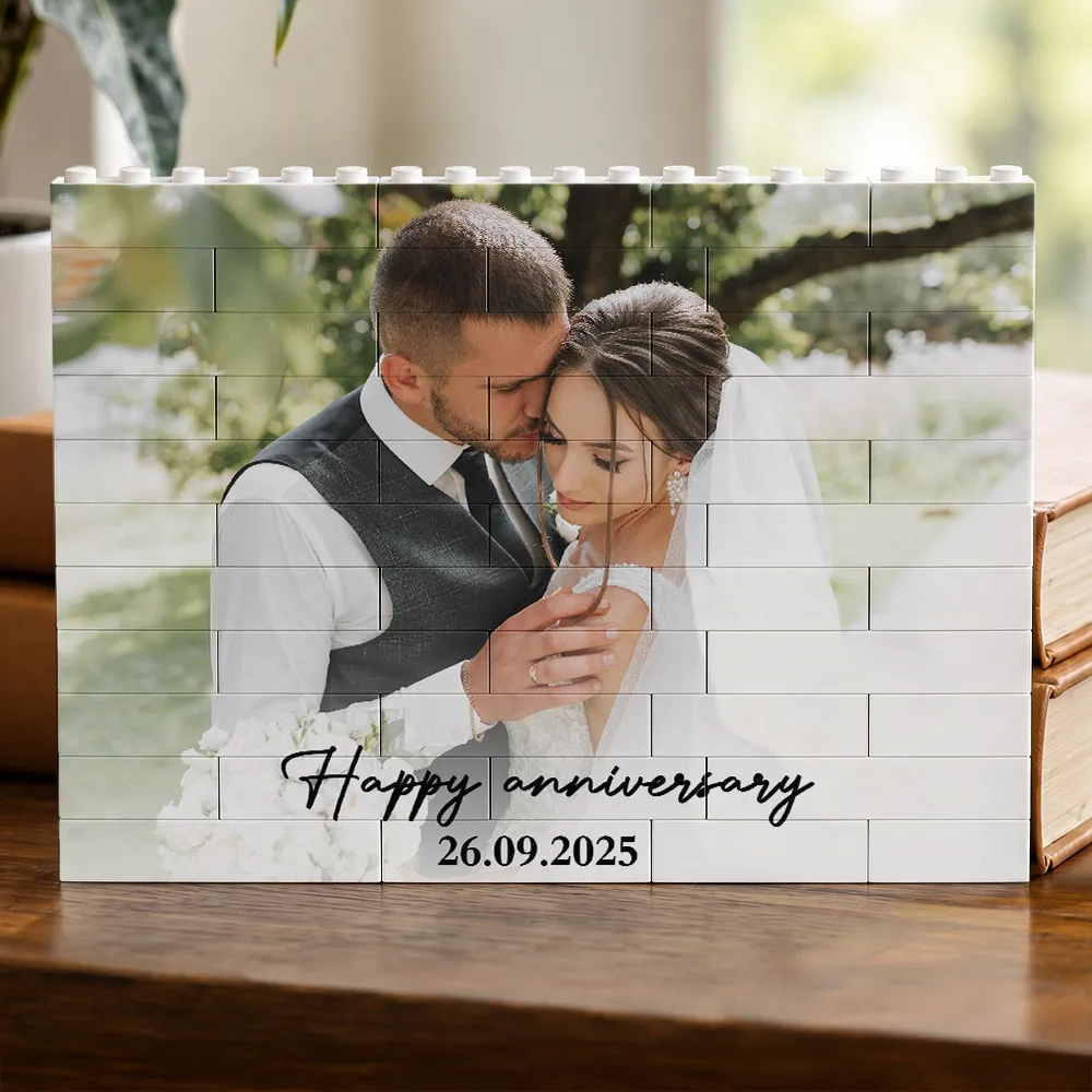Custom Photo, Anniversary, Gift For Couples, Romantic, Dynamic Photo - Custom Photo Together & Forever Romantic Couple - Personalized Building Brick Blocks