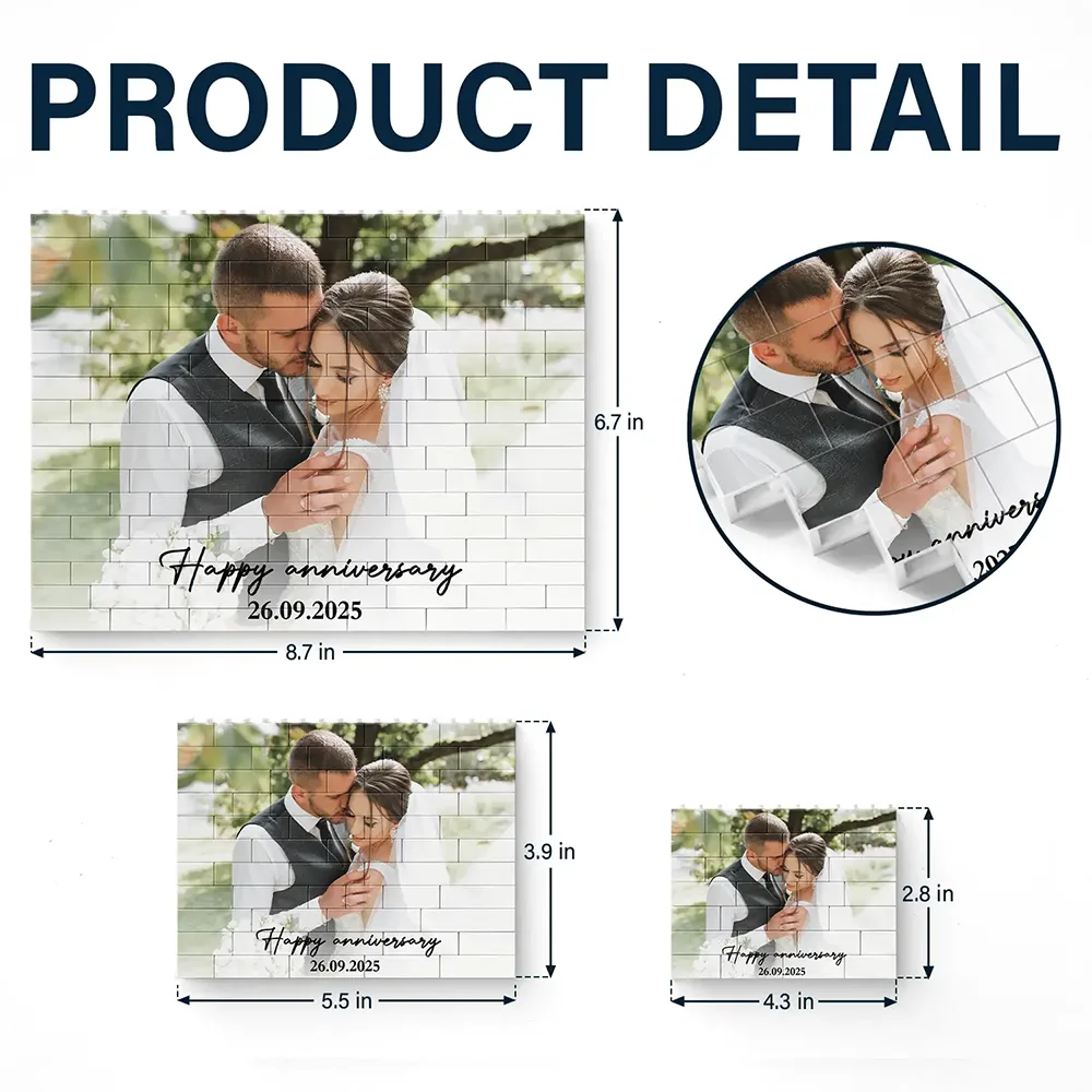 Custom Photo, Anniversary, Gift For Couples, Romantic, Dynamic Photo - Custom Photo Together & Forever Romantic Couple - Personalized Building Brick Blocks