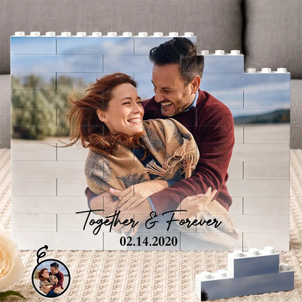 Custom Photo Together & Forever Romantic Couple - Personalized Building Brick Blocks