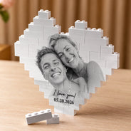 Custom Photo, Anniversary, Gift For Couples, Romantic, Dynamic Photo - Custom Photo Together & Forever Romantic Couple Portrait - Personalized Building Brick Blocks