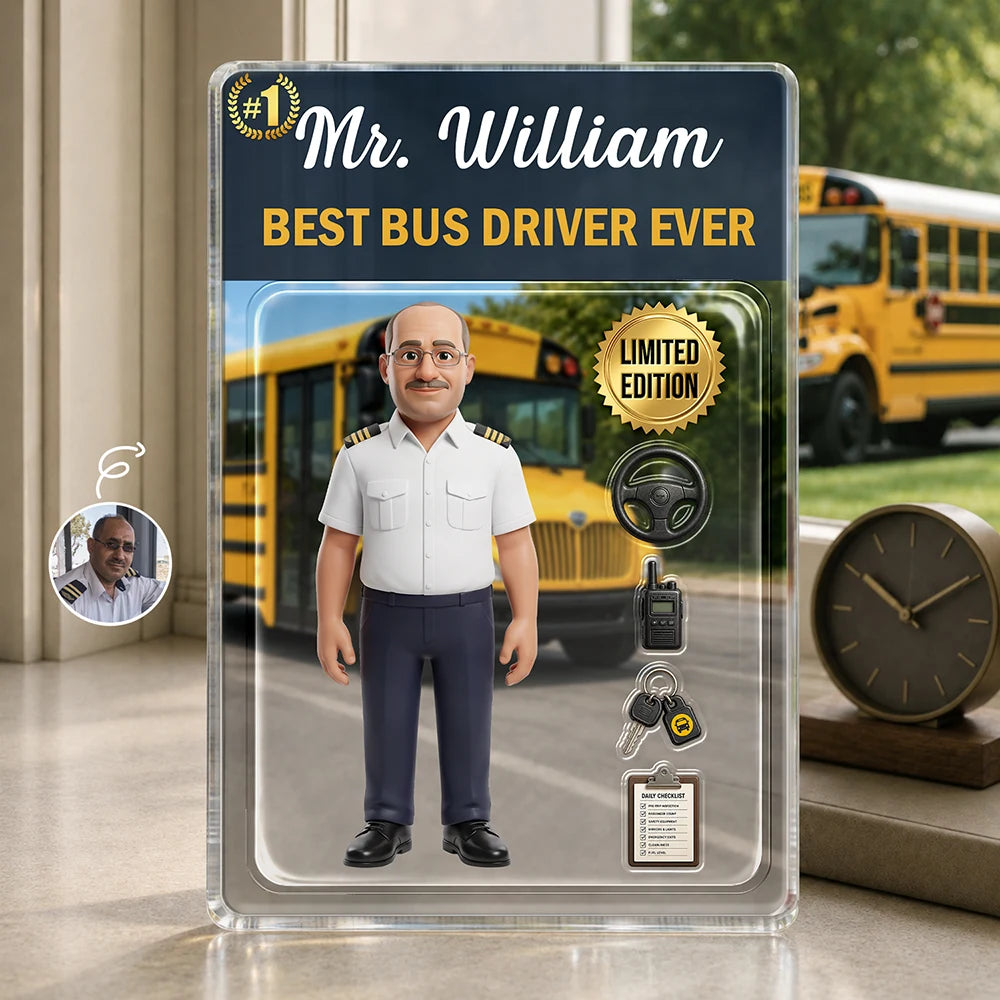 Art Design, Back To School, Proud, Photo - Toybox Figure - Custom Photo Toybox Figure Best Bus Driver Ever - Personalized Custom Shaped Acrylic Plaque