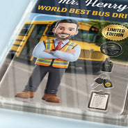Art Design, Back To School, Proud, Photo - Toybox Figure - Custom Photo Toybox Figure Best Bus Driver Ever - Personalized Custom Shaped Acrylic Plaque