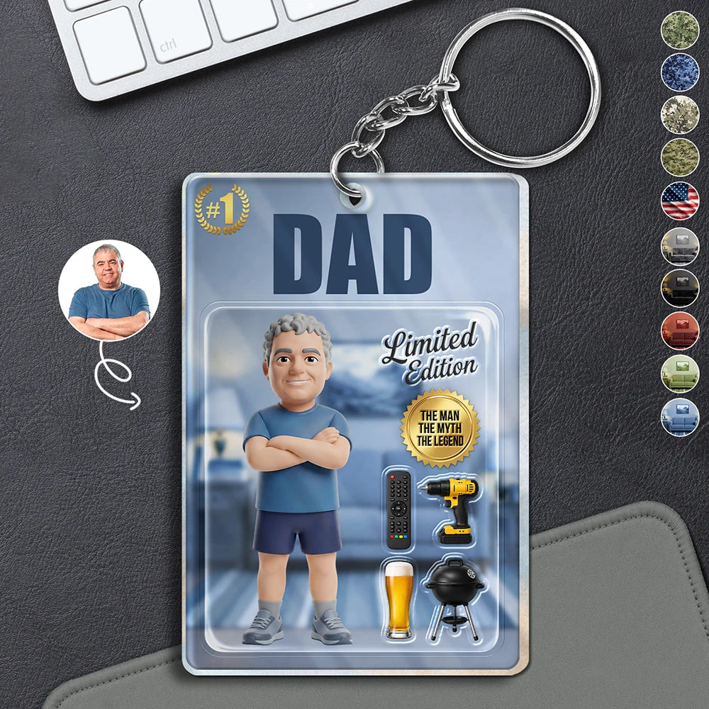 Gift For Husband,Gift For Yourself,Gift For Men,Gift For Father,Gift For Grandpa,Non-Eng,Photo - Toybox Figure,Playful - Custom Photo Toybox Figure Dad Grandpa Limited Edition - Personalized Acrylic Keychain