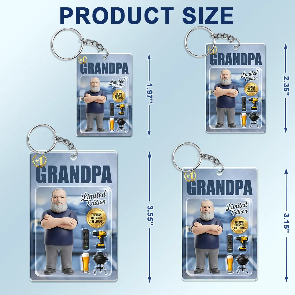 Gift For Husband,Gift For Yourself,Gift For Men,Gift For Father,Gift For Grandpa,Non-Eng,Photo - Toybox Figure,Playful - Custom Photo Toybox Figure Dad Grandpa Limited Edition - Personalized Acrylic Keychain