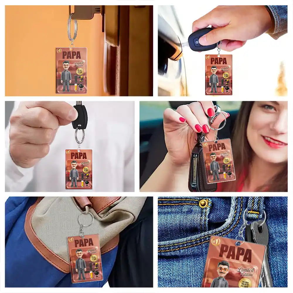 Gift For Husband,Gift For Yourself,Gift For Men,Gift For Father,Gift For Grandpa,Non-Eng,Photo - Toybox Figure,Playful - Custom Photo Toybox Figure Dad Grandpa Limited Edition - Personalized Acrylic Keychain