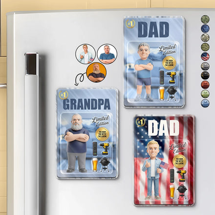 Custom Photo Toybox Figure Dad Grandpa Limited Edition - Personalized Acrylic Magnet