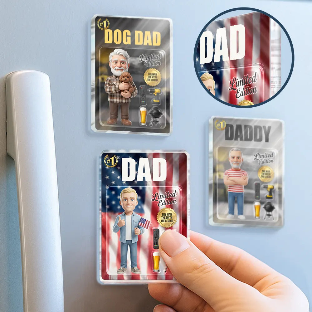 Gift For Husband,Gift For Yourself,Gift For Men,Gift For Father,Gift For Grandpa,Non-Eng,Photo - Toybox Figure,Playful - Custom Photo Toybox Figure Dad Grandpa Limited Edition - Personalized Acrylic Magnet