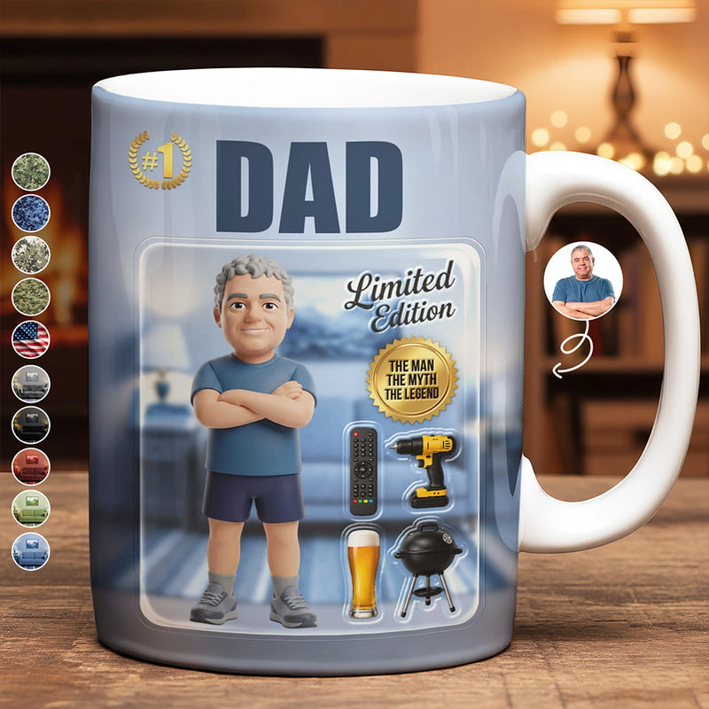 Gift For Husband,Gift For Yourself,Gift For Men,Gift For Father,Gift For Grandpa,Non-Eng,Photo - Toybox Figure,Playful - Custom Photo Toybox Figure Dad Grandpa Limited Edition - Personalized White Edge-to-Edge Mug